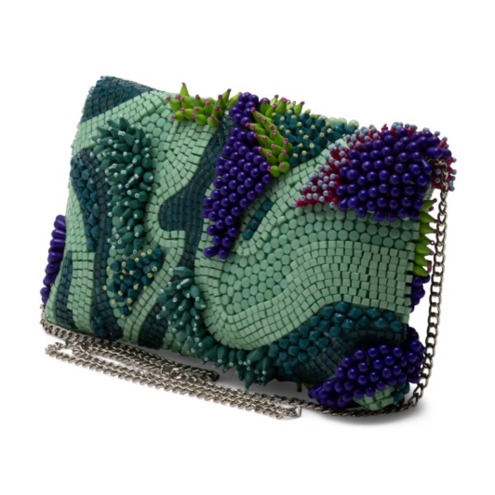 MADE IN INDIA Beaded Botanical Clutch Bag - Picture 3 of 5